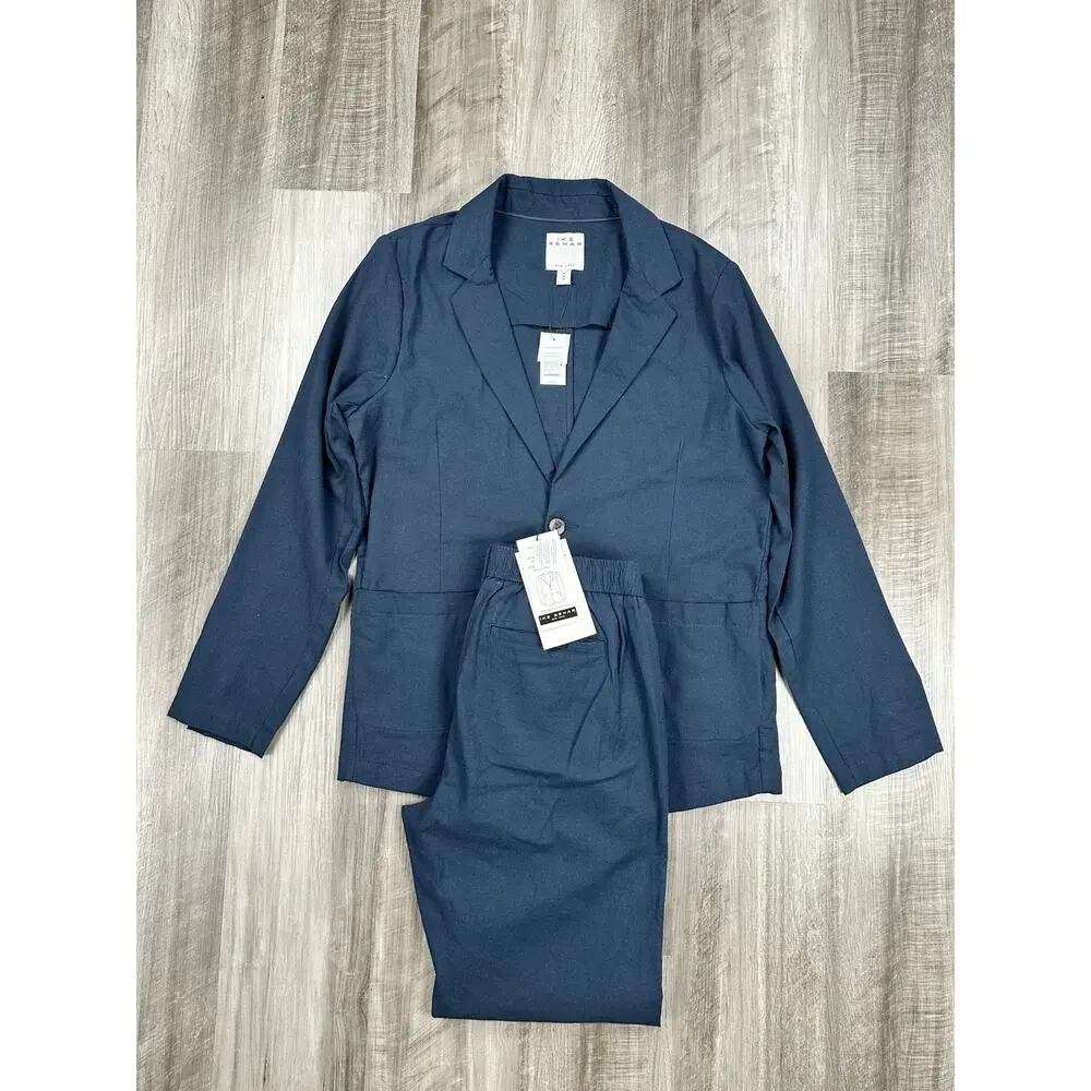 Ike Behar Unstructured Suit Dark Navy Cotton Linen Spandex NWT Medium Men's - Picture 6 of 16